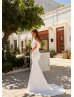 Off Shoulder Minimalist White Satin Wedding Dress